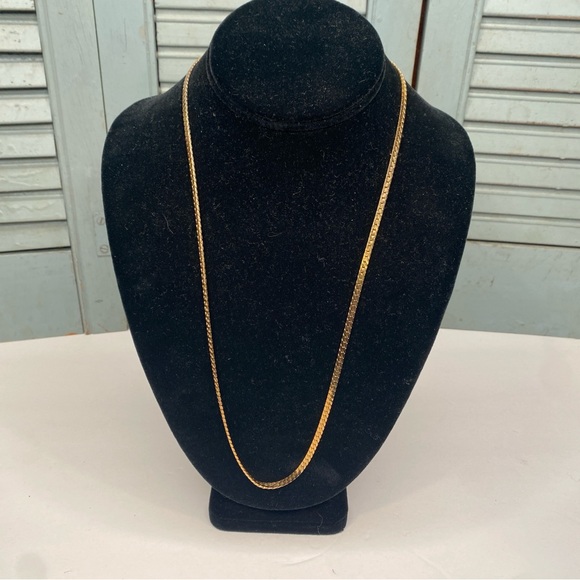 Vintage Jewelry - Vintage 14K Gold Plated Flat Style Chain Necklace 24" Simple and Chic